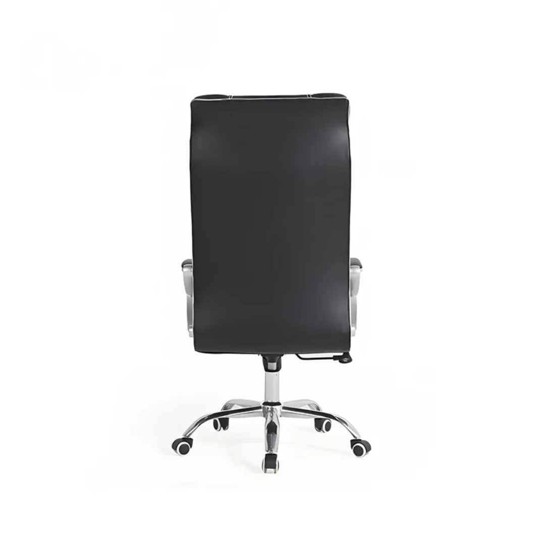 F226-1 Executive Leather Office Chair Ergonomic Design with Padded Armrests & Chrome Base