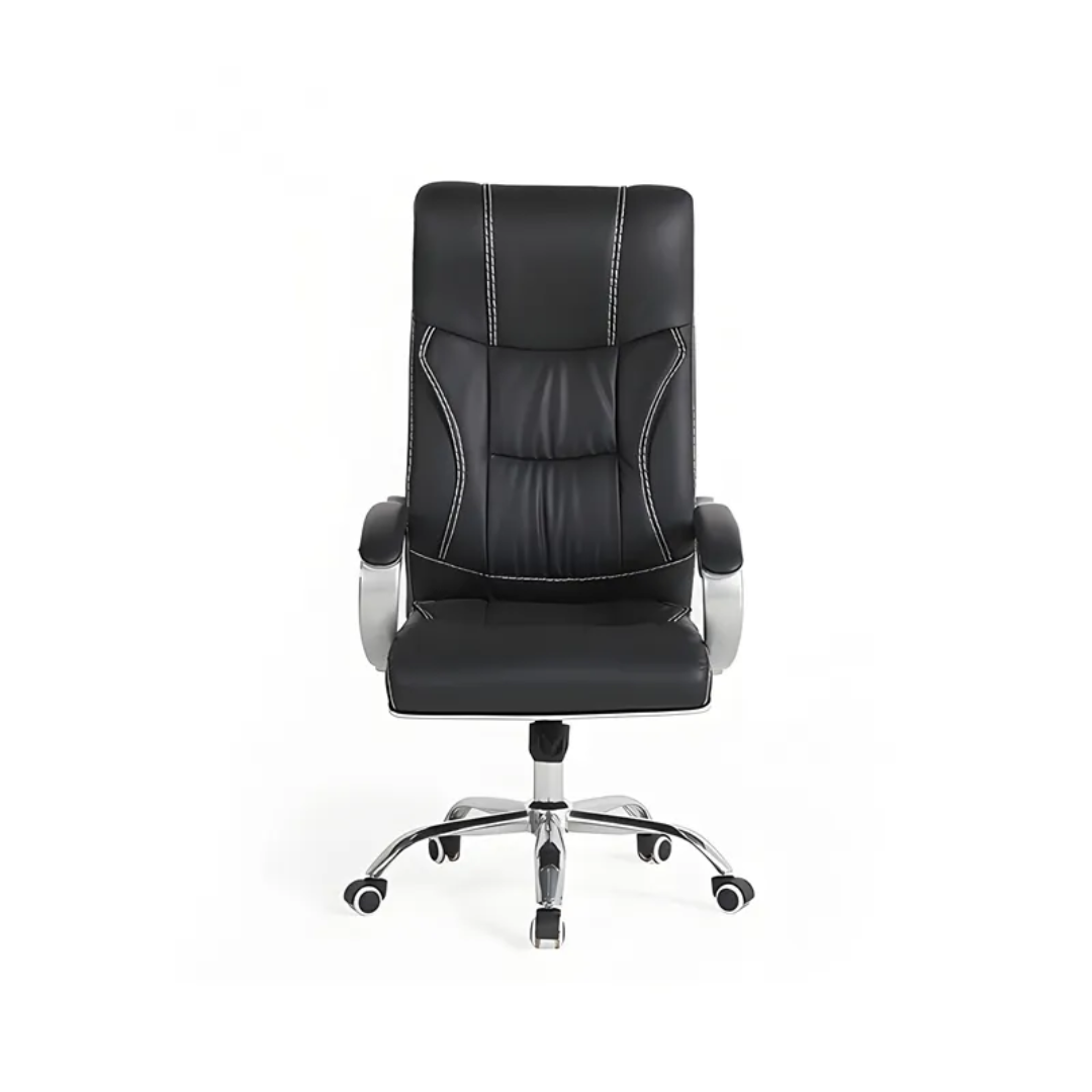 F226-1 Executive Leather Office Chair Ergonomic Design with Padded Armrests & Chrome Base