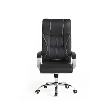 F226-1 Executive Leather Office Chair Ergonomic Design with Padded Armrests & Chrome Base