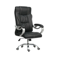 F226-1 Executive Leather Office Chair Ergonomic Design with Padded Armrests & Chrome Base Office Furniture