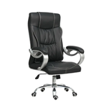 F226-1 Executive Leather Office Chair Ergonomic Design with Padded Armrests & Chrome Base