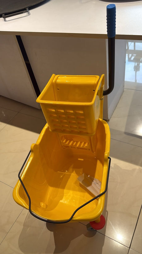 Commercial 32L Plastic Mop Bucket with Wringer & Wheels – Heavy-Duty Cleaning Companion
