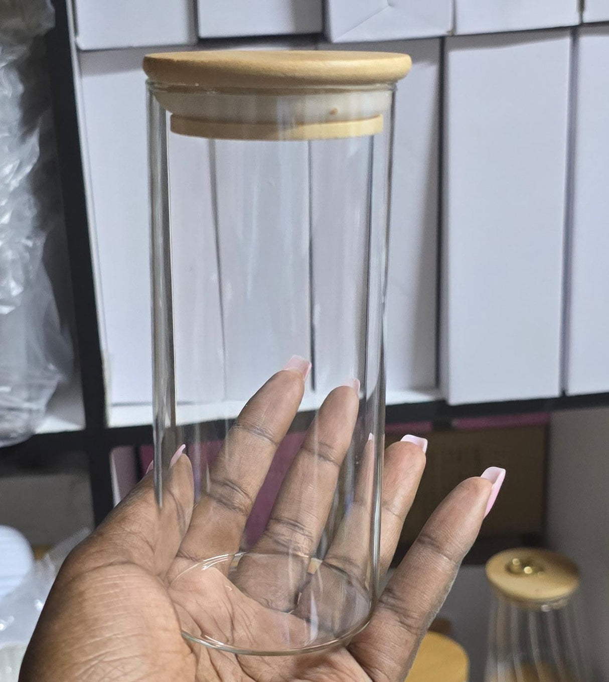 5pc Glass Spice Jar Set – 460ml with Airtight Bamboo Lids- Furaha Finds Kenya