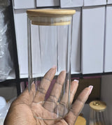 5pc Glass Spice Jar Set – 460ml with Airtight Bamboo Lids- Furaha Finds Kenya