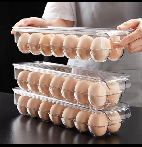 Acrylic Egg Holder with Lid – 14 Eggs Capacity | Stackable Fridge Organizer- Furaha Finds Kenya