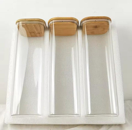2000ml Rectangular Glass Spaghetti Jar with Bamboo Lid – Airtight Storage- Furaha Finds Kenya