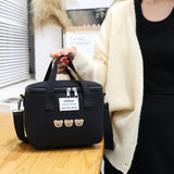 Fashion Cartoon Mommy Bear Insulated Canvas Lunch Bag Portable & Stylish Food Carrier Backpacks & Bags Lunch Bags