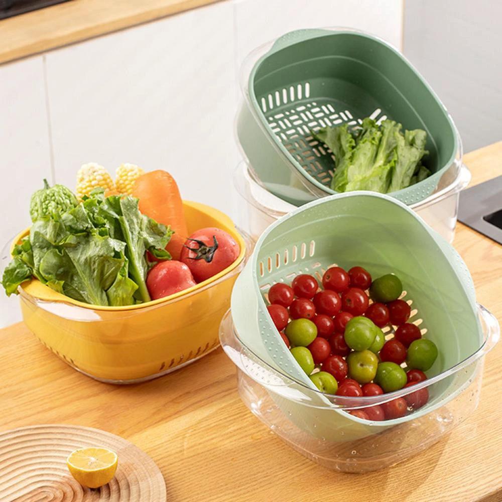 Filter Strainer Fruit Washing Food Strainer | Double Layer Design for Easy Draining Kitchen Colanders & Strainers
