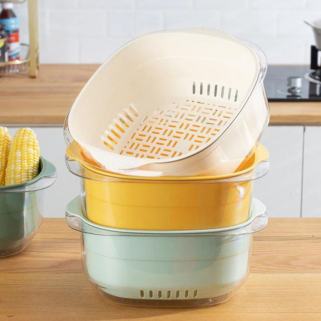 Filter Strainer Fruit Washing Food Strainer | Double Layer Design for Easy Draining Kitchen Colanders & Strainers