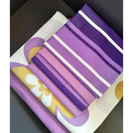 Fitted Cotton Bedsheets Set | 4 Pillowcases, 1 Fitted Sheet, 1 Flat Sheet | 100% Cotton For Softness, Comfort, and Breathability