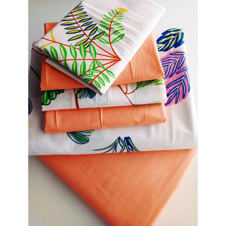 Fitted Cotton Bedsheets Set | 4 Pillowcases, 1 Fitted Sheet, 1 Flat Sheet | 100% Cotton For Softness, Comfort, and Breathability