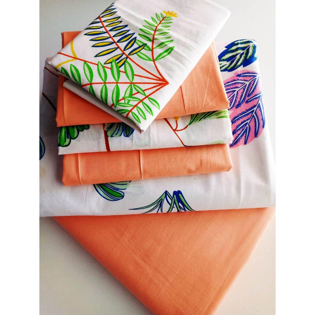 Fitted Cotton Bedsheets Set | 4 Pillowcases, 1 Fitted Sheet, 1 Flat Sheet | 100% Cotton For Softness, Comfort, and Breathability