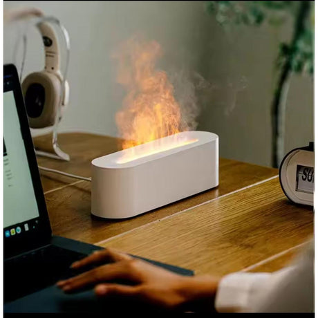 Flame Aromatherapy Diffuser Quiet USB air humidifier with realistic flame effect & essential oil compatibility