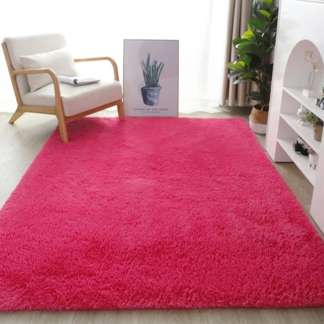 Fluffy Plain Carpet 5×8 Soft Floor Rug for Living Room and Bedroom