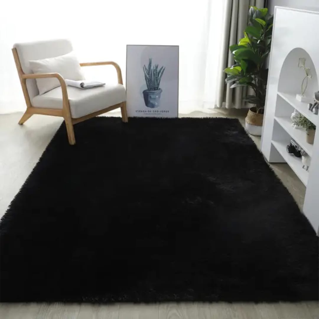 Fluffy Plain Carpet 5×8 Soft Floor Rug for Living Room and Bedroom