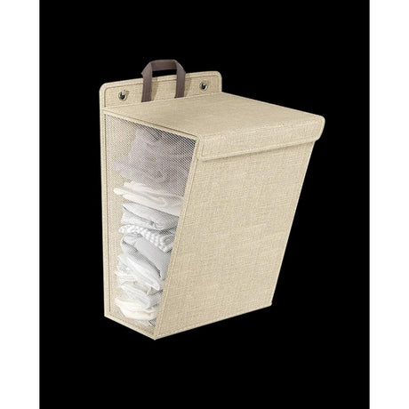 Foldable Adhesive Laundry Basket Hamper with Handle & Stickers Multifunctional Wall Hanging Mesh Organizer