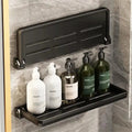Foldable Aluminum Shower Rack Organizer Space-Saving Wall Shelf Bathroom Rack Storage Hooks & Racks
