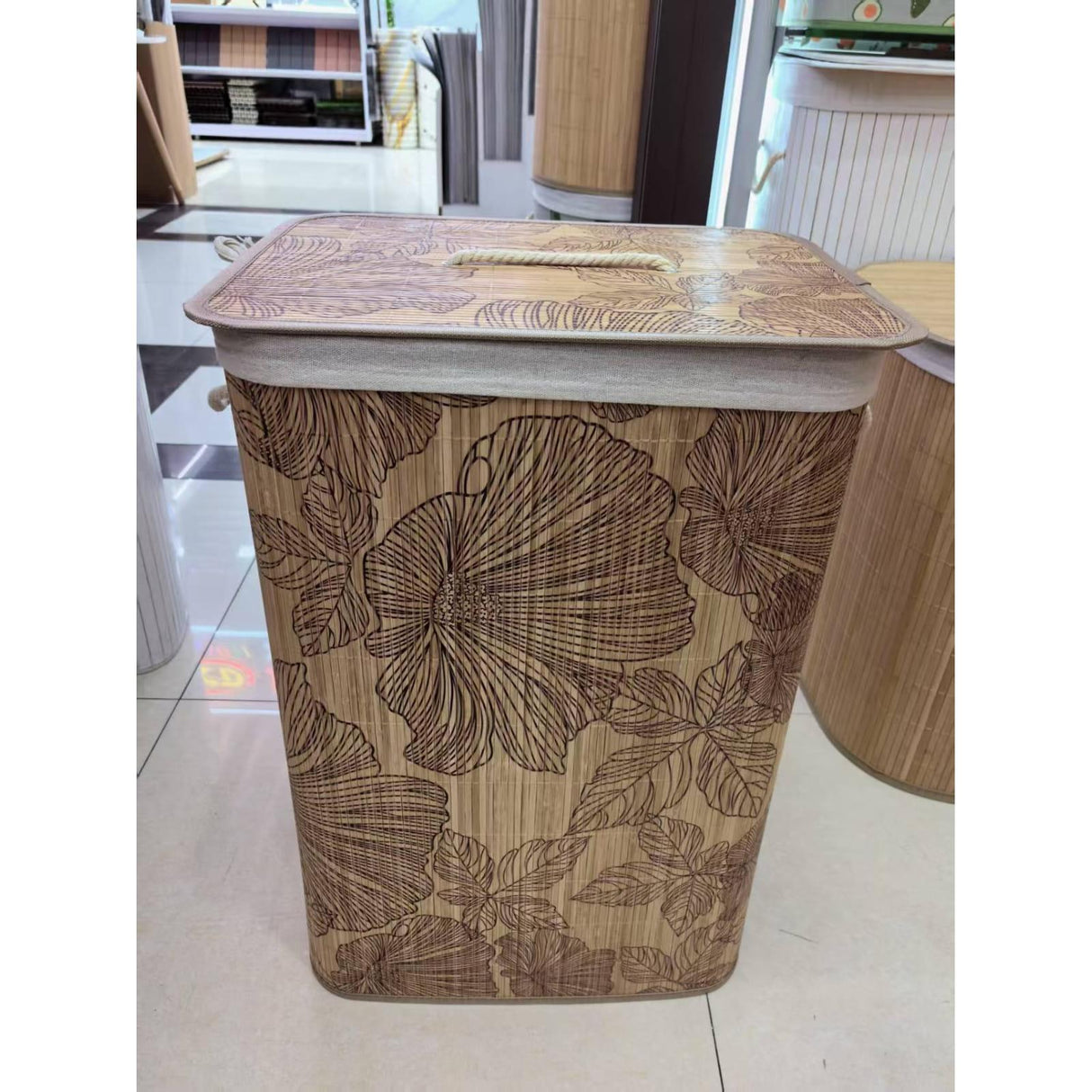 Foldable Bamboo Laundry Basket – 50 × 30 × 40 cm
