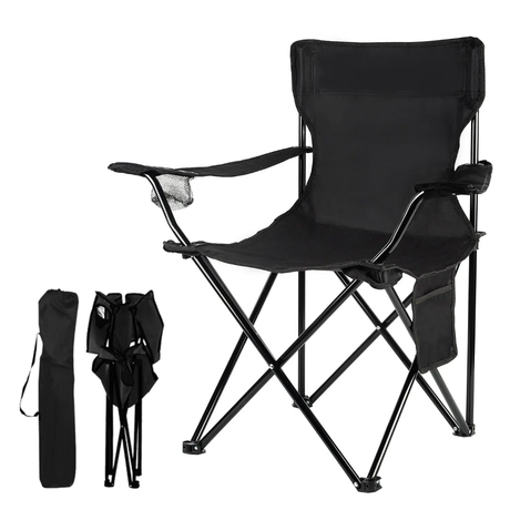 Foldable Camping Chair – Green and Black with Steel Frame