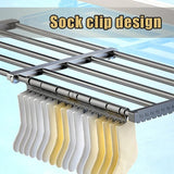 Foldable Clothes Multipurpose Drying Rack Stainless Steel for Balcony Bedroom Drying Shoes Clothes Towel Organizer Window Shoe Storage Shelf | Stretchable Size: 50cm-80cm