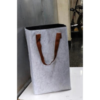 Foldable Felt Laundry Basket with Leather Handles | 32x32x50cm Laundry Supplies Laundry Baskets