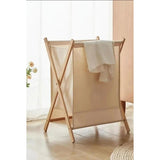 Foldable Laundry Basket with Bamboo Stand Durable Oxford Cloth Hamper for Laundry, Available in Beige and Grey Laundry Supplies Laundry Baskets