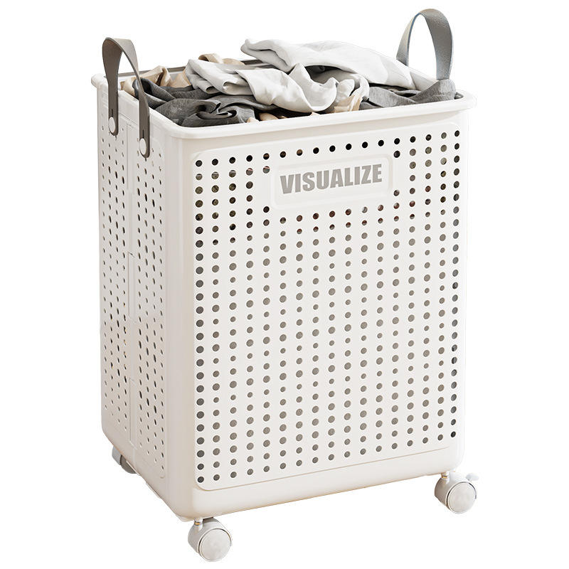 Foldable Multipurpose Hamper Basket with Wheels Large Flexible Plastic Laundry Basket