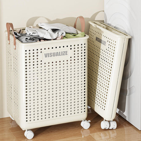 Foldable Multipurpose Hamper Basket with Wheels Large Flexible Plastic Laundry Basket