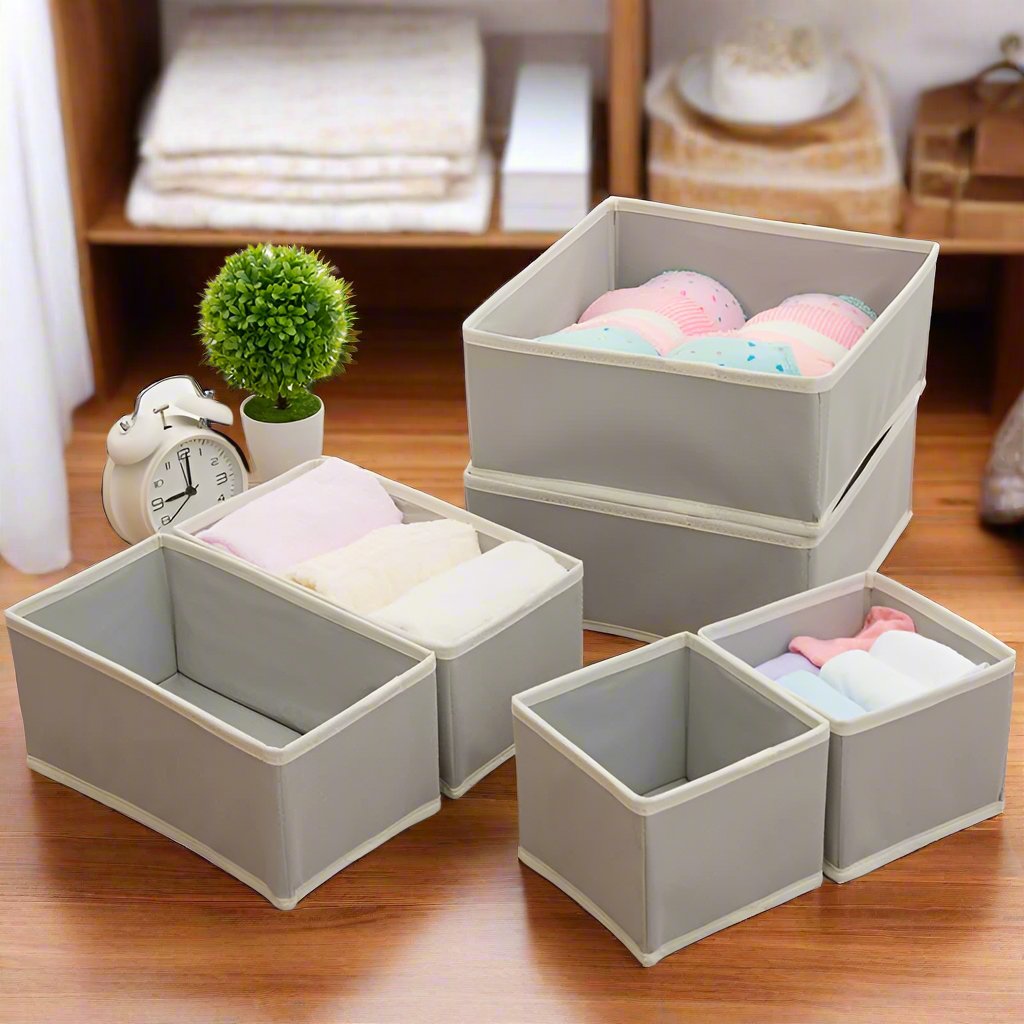 Foldable Non-woven Fabric Underwear Storage Box| Six-piece Set Socks | Bra Panty Drawer Organizer Box Foldable Storage Box| Drawer Wardrobe Storage Organizer