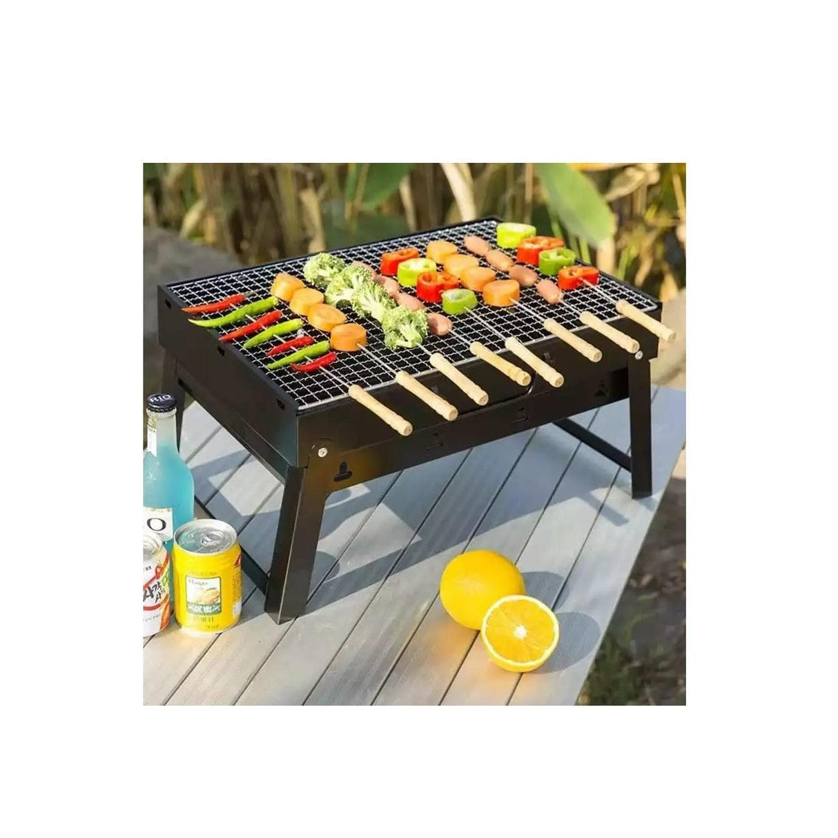 Foldable Portable Stainless Steel Barbecue Charcoal Grill | Compact BBQ Grill for Outdoor Cooking, Camping, and Picnics