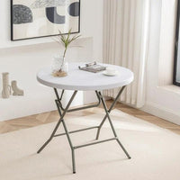 Foldable Round Multipurpose Plastic Table with Steel Frame Furniture Furniture Sets