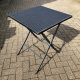 Foldable Square Outdoor Rattan-Style Table with Steel Frame