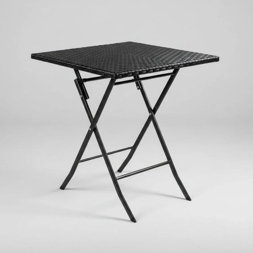 Foldable Square Outdoor Rattan-Style Table with Steel Frame Furniture Folding Tables