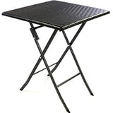 Foldable Square Outdoor Rattan-Style Table with Steel Frame