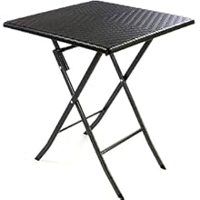 Foldable Square Outdoor Rattan-Style Table with Steel Frame