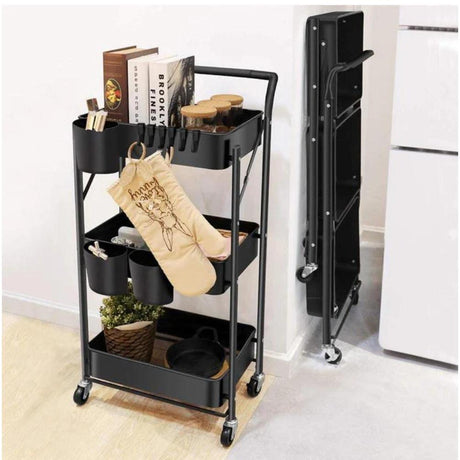 Foldable Trolley Cart with Wheels & Handle Portable, Heavy Duty Folding Cart for Easy Transport and Storage