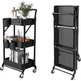 Foldable Trolley Cart with Wheels & Handle Portable, Heavy Duty Folding Cart for Easy Transport and Storage