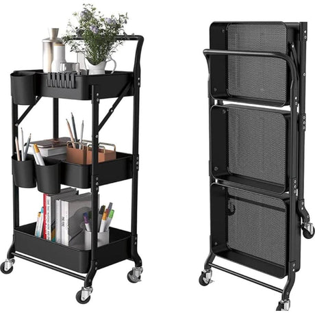 Foldable Trolley Cart with Wheels & Handle Portable, Heavy Duty Folding Cart for Easy Transport and Storage