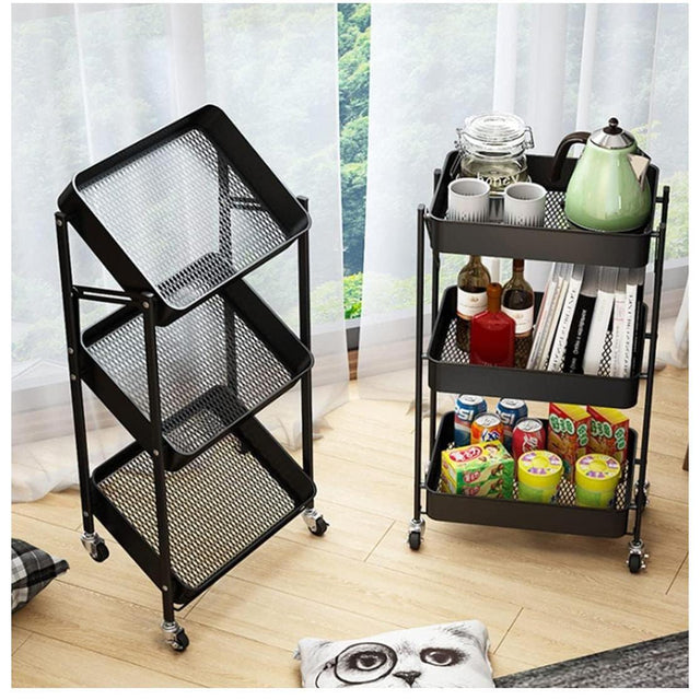 Foldable Trolley Cart with Wheels & Handle Portable, Heavy Duty Folding Cart for Easy Transport and Storage