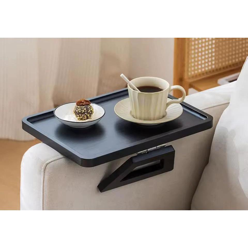 Foldable Wooden Sofa Armrest Tray Clip-On Table 33x24cm Home essential Sofa Accessories