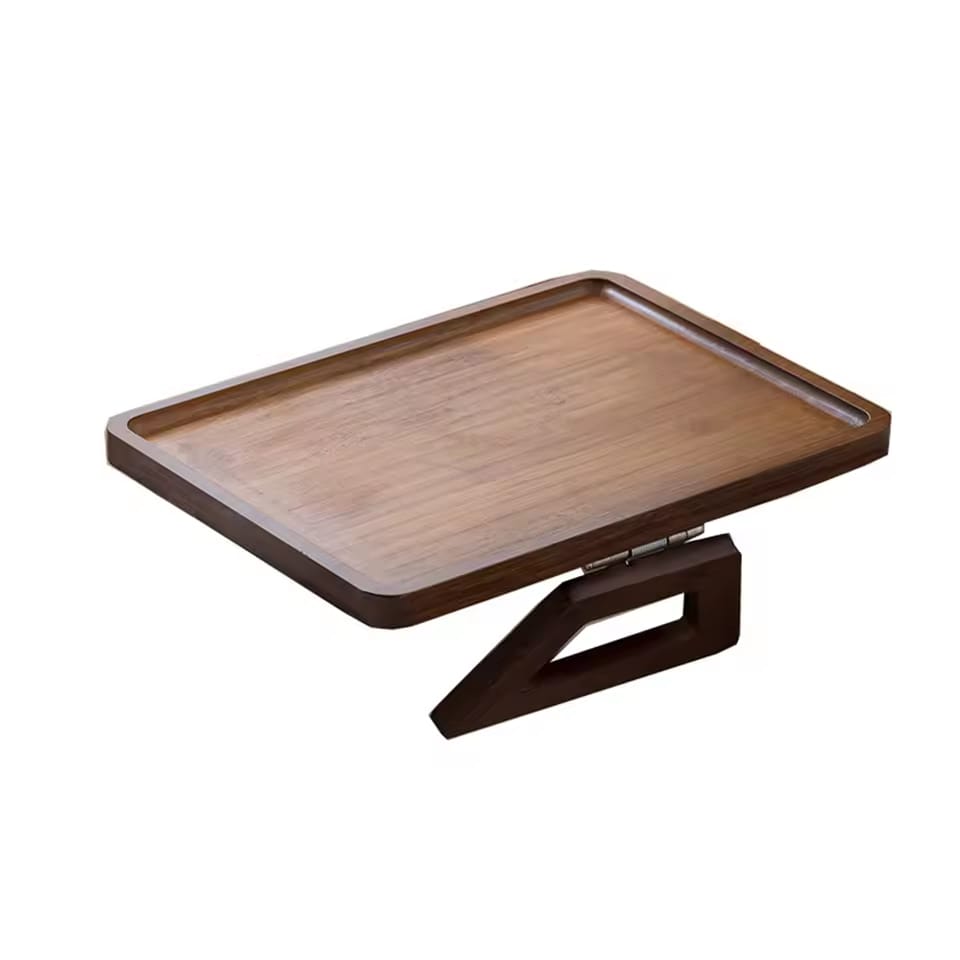 Foldable Wooden Sofa Armrest Tray Clip-On Table 33x24cm