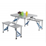 Folding Adjustable Aluminum Alloy Lightweight Outdoor Portable Picnic Camping Chair and Table Set with 4 Seats