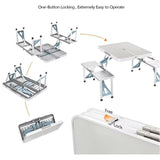 Folding Adjustable Aluminum Alloy Outdoor Picnic Table and Chair Set | Portable Camping Table with 4 Seats