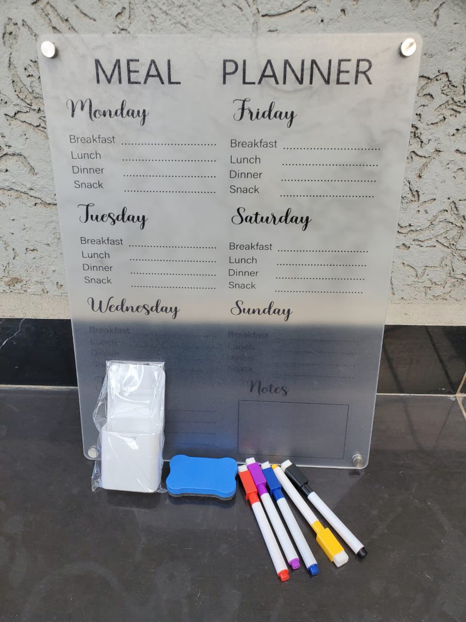 Fridge Magnetic Meal Planner 30×40cm with Pen Holder and Accessories