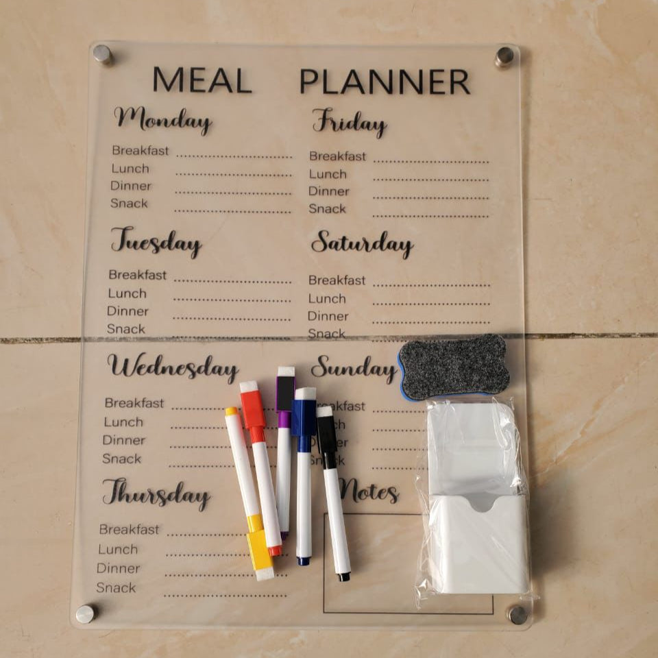 Fridge Magnetic Meal Planner 30×40cm with Pen Holder and Accessories