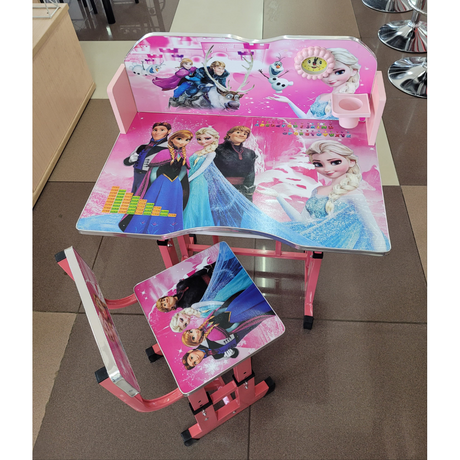 Frozen Themed Kids Study Desk and Chair Set with Storage