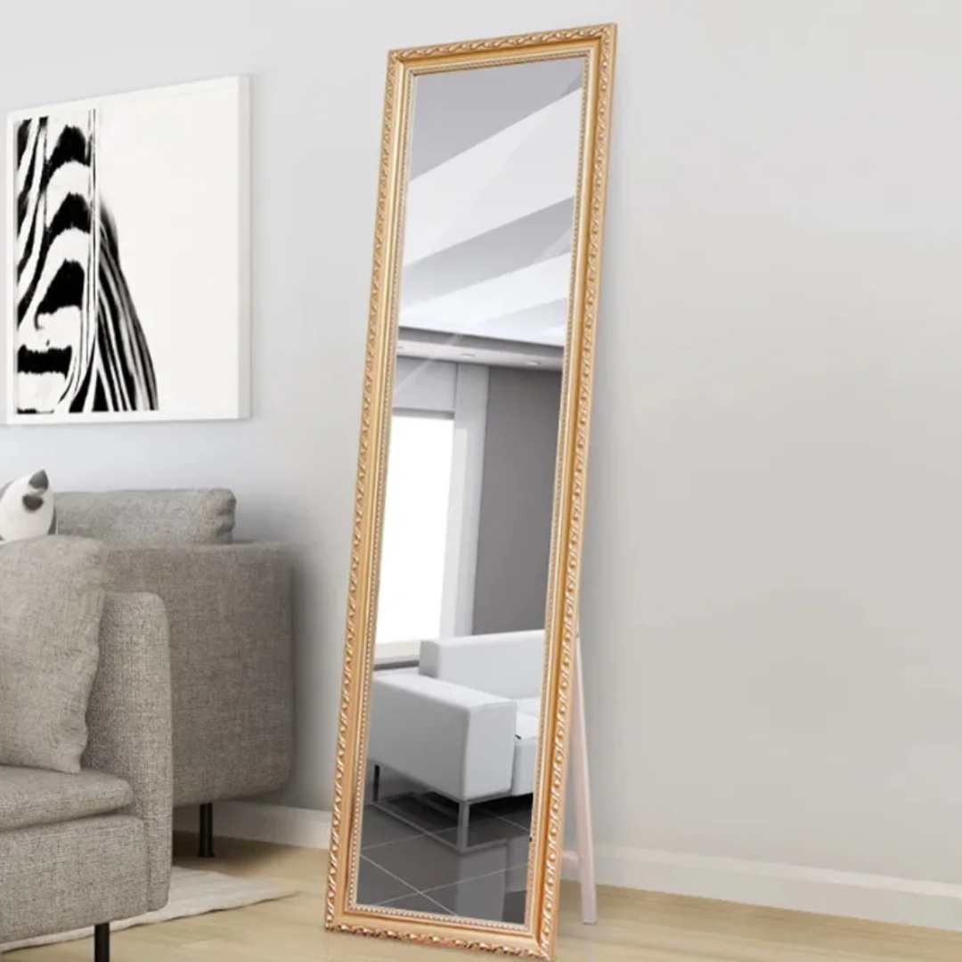 Full Length Floor Standing Mirror with Decorative Frame