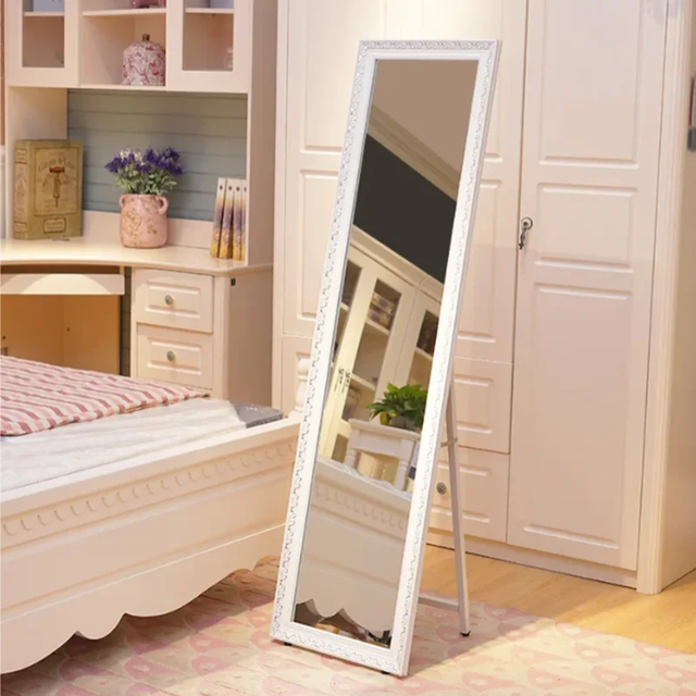 Full Length Floor Standing Mirror with Decorative Frame