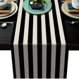 Geometric Stripe Linen Table Runner Modern Black & White Plaid Vintage Tablecloth Dining Room Decor Tablecloths