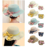 Girls Hat and Sling Bag Set – Stylish Ruffled Brim Sun Hat with Matching Shoulder Bag